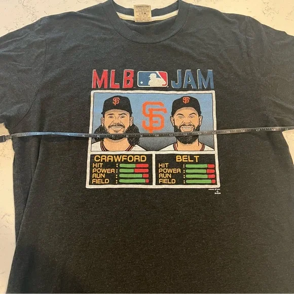 HOMAGE Black MLB Jam Brandon Crawford Belt San Francisco Giants Sports Tee Shirt - Picture 5 of 9